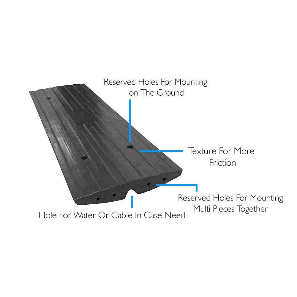 Car Driveway Curb Ramp - Heavy Duty Rubber Threshold Ramp - Also for Loading Dock, Garage, Sidewalk, Truck, Scooter, Bike, Motorcycle, Wheelchair Mobility & Other Vehicle - Pyle PCRBDR24