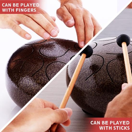 Pyle Professional Pan Drum, Steel Pan, Finger Steel Drum, Harmonic Handpan - Includes Rubber Mallet and Travel Bag (PHDRUM84)