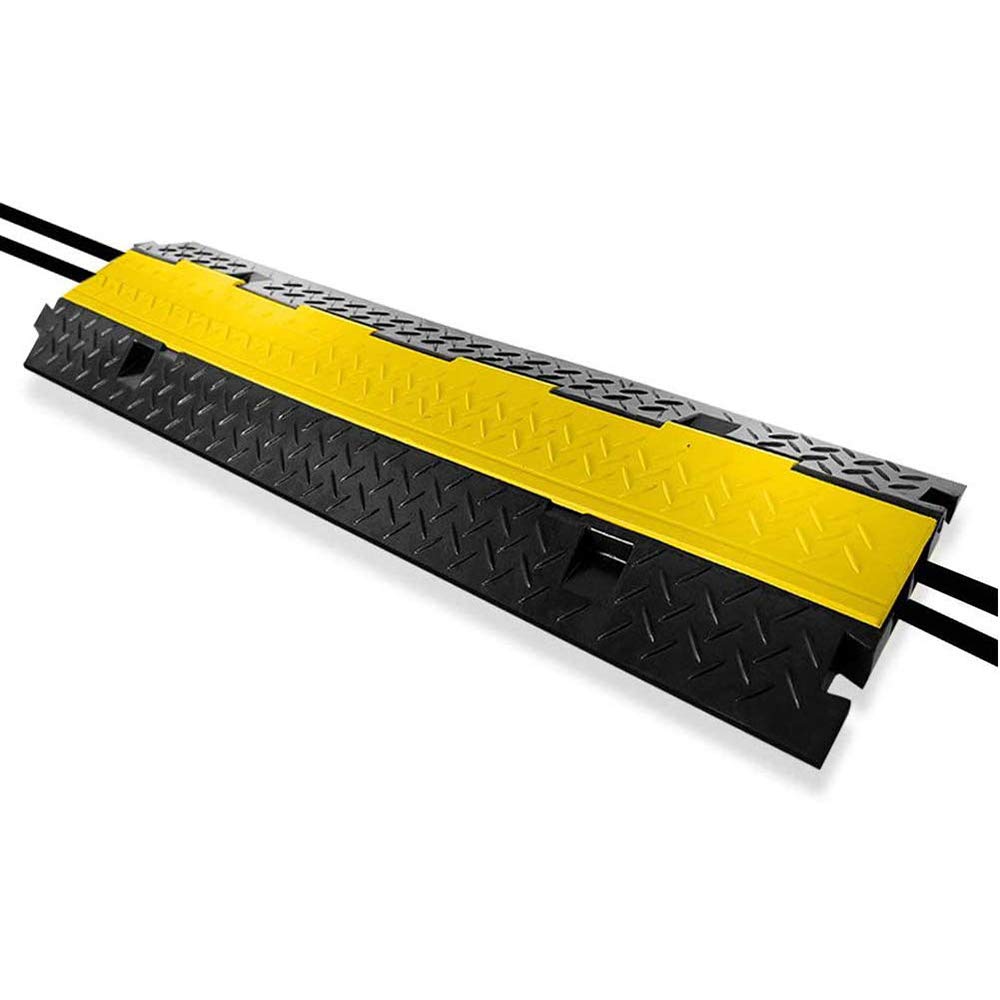 Pyle Durable Cable Ramp Protective Cover - 2,000 lbs. Heavy Duty Hose & Cable Track Protector w/ Flip-open Top Cover & 2-Ch. Groove Design, Cable Concealer for Outdoor/Indoor Use, 2 Pack - PCBLCO26X2
