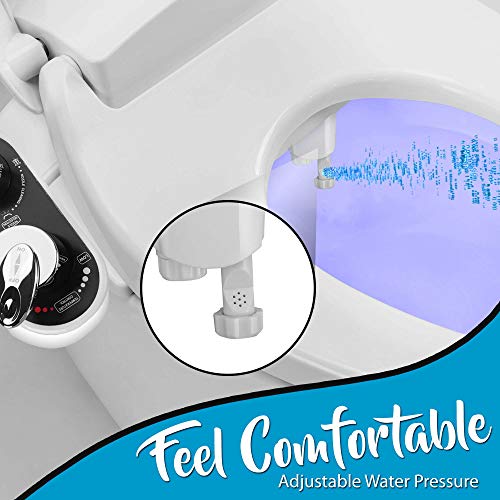 Serenelife Bathroom Bidet Seat Attachment - Fresh & Hot Water Adjustable Function with Plastic Sprayer for Full Bottom Cleaning - Standard Non-Electric Mechanical Self Clean Personal Hygiene SLTLSP14