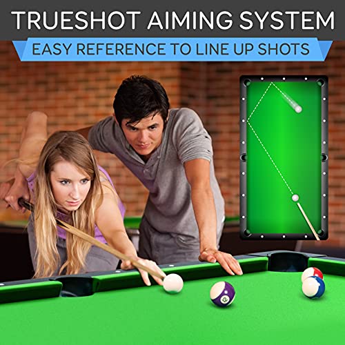 SereneLife 6-Ft Folding Pool Table - Portable Billiard Table - Includes 2X Cue Sticks, Full Set of Balls, Chalk, Brush - Foldable for Kids and Adults - SLPLTB76