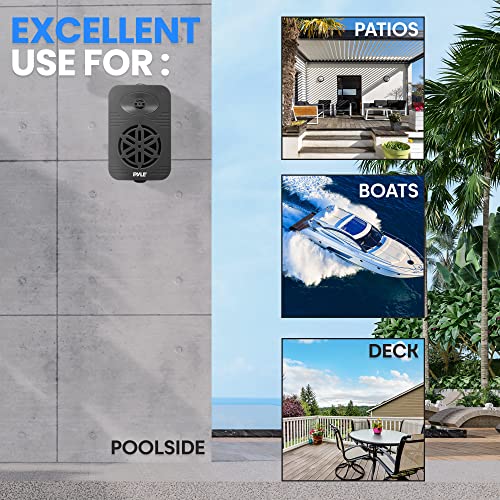 PyleUsa Bluetooth Indoor Outdoor Speakers Pair - 300 Watt Dual Waterproof 4” 2-Way Full Range Speaker System W/ 1/2” High Compliance Polymer Tweeter - Home, Boat, Deck, Patio, Poolside - PDWRBT46BK,black