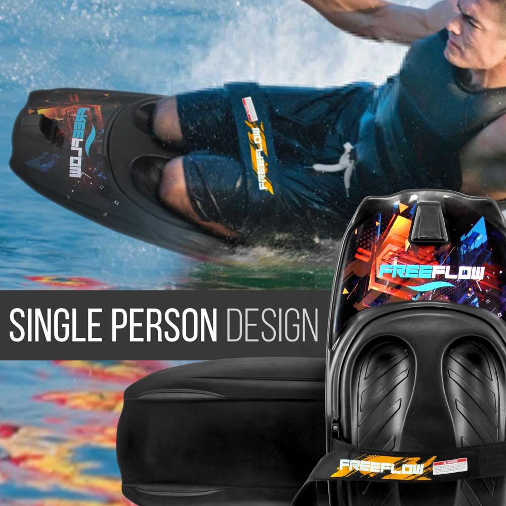 SereneLife Water Sport Kneeboard with Hook for Kids & Adults, Kneeboard with Strap for Boating, Waterboarding, Kneeling Boogie Boarding, Knee Surfing, (SLKB20), Black, 50.0’’ x 20.0’’ x 4.5’’