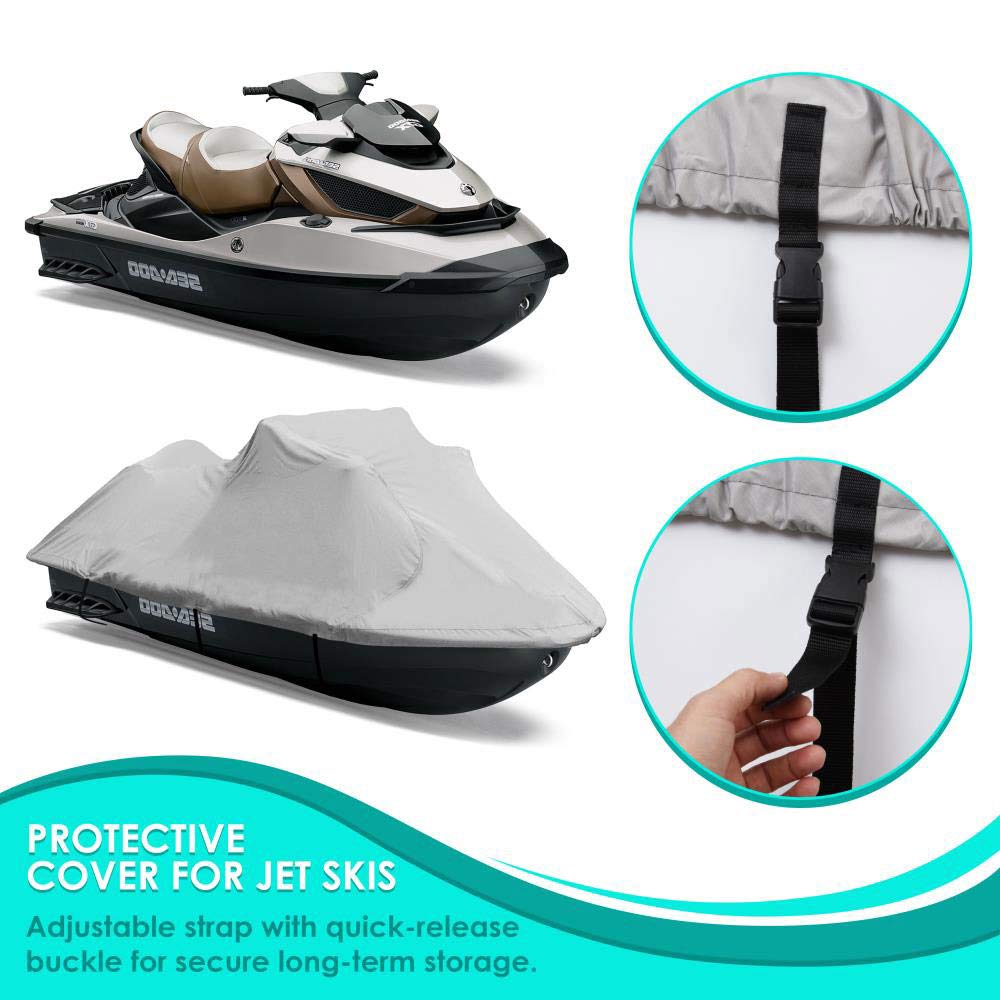 PYLE Boat Cover, Boat, Boat Covers - Heavy Duty Marine Grade Storage Cover, 127” to 138” Length, Waterproof Fabric, Elastic Cord, Rear Air Vents, Includes Anti-Moisture Storage Bag, Gray