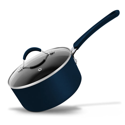 NutriChef Sauce Pot with Lid - Non-Stick High-Qualified Kitchen Cookware with See-Through Tempered Glass Lids, 2.5 Quart (Works with Models: NCCW14SBLU & NCCW20SBLU)