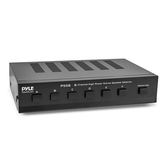 Pyle Home Premium New and Improved 6 Zone Channel Speaker Switch Selector Switch Box Hub Distribution Box for Multi-Channel High Powered Stereo Amplifier A,B,C,D Switches, 6 Pairs Of speakers - PSS6