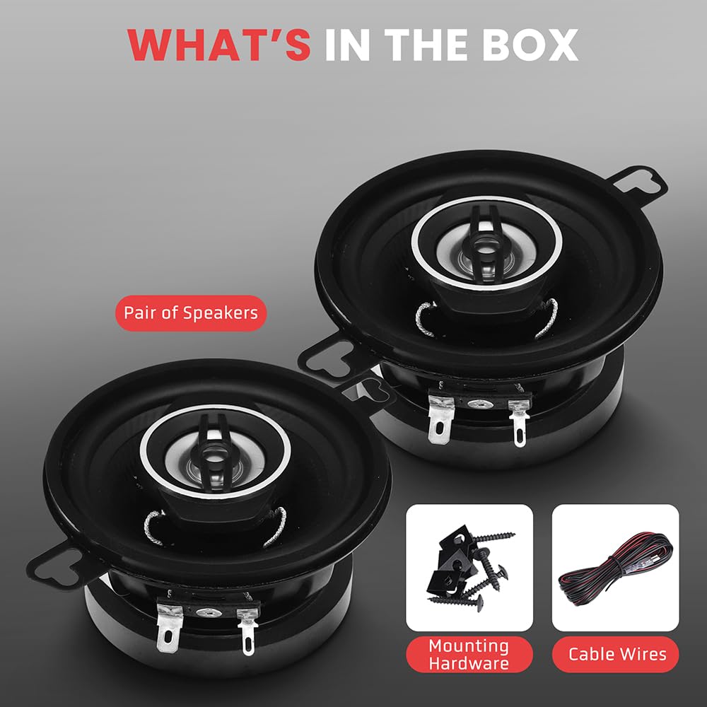 Pyle 2-Way Universal Car Stereo Speakers - 120W 3.5 Inch Coaxial Loud Pro Audio Car Speaker Universal OEM Quick Replacement Component Speaker Vehicle Door/Side Panel Mount Compatible - PL31BK (Pair)