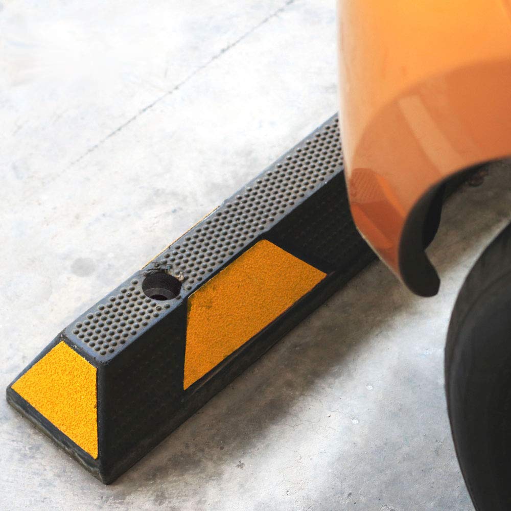 Pyle Curb Parking Garage Floor Stopper - 72 Inch Extra Wide Heavy Duty Rubber Parking Lot Stopper, for Vehicles Truck Driveway, Protect Bumpers for Cars Vans Trucks - Pyle PCRSTP14, Black
