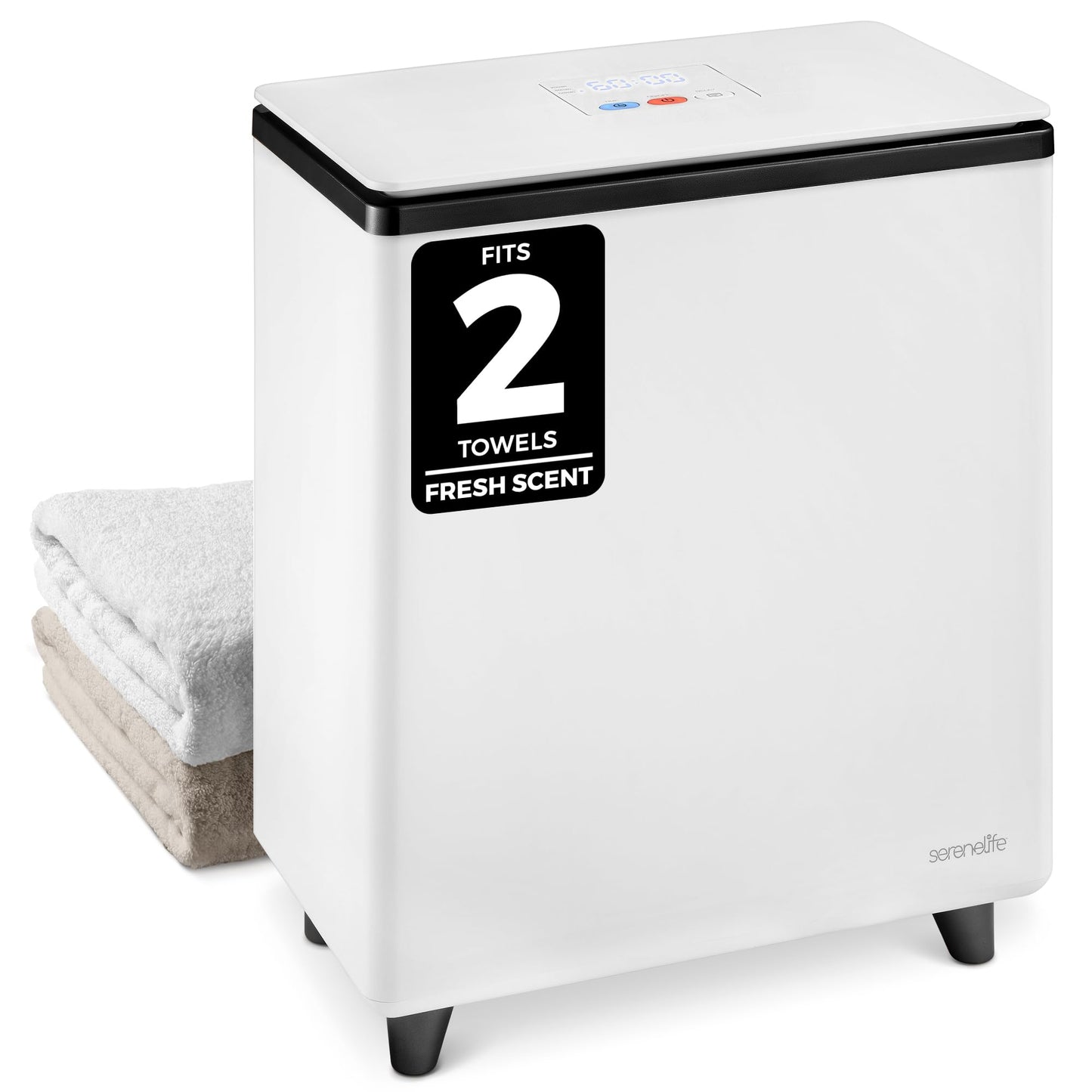 SereneLife Luxury Rectangle Towel Warmer - Spa & Bathroom Heater with Custom Fragrance, Auto Shut-Off, Fits 2 large Towels, Blankets, Bathrobes, PJ's - Perfect Gift for Him & Her (Black)