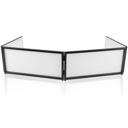 Pyle DJ Booth Foldable Cover Screen - Portable 5.6 ft Tabletop Event Facade Front Board Video Light Projector Display Scrim Panel -Folding Steel Frame Panel Stand, Stretchable Lycra Spandex PDJFAC02