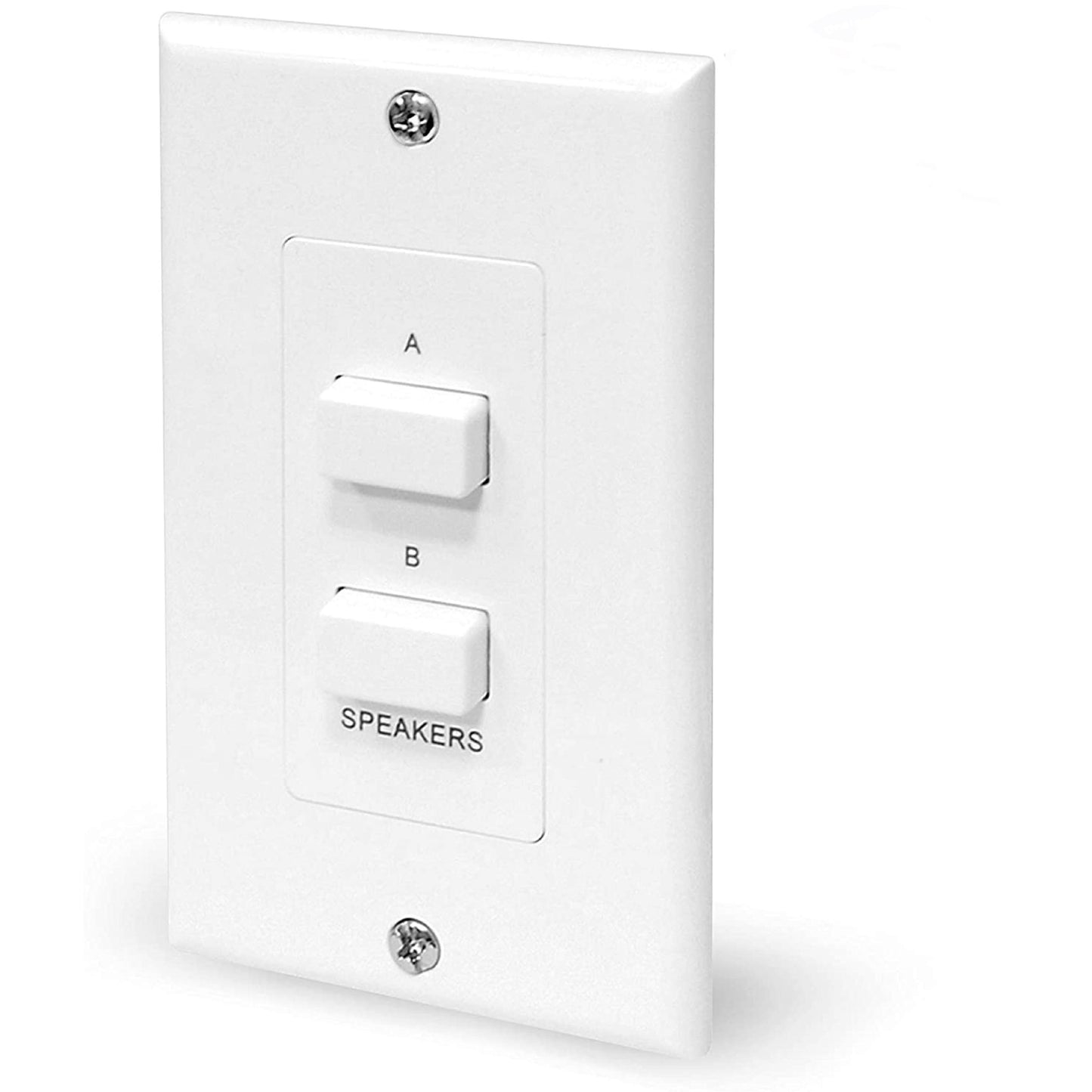 Pyle in-Wall Speaker Selector Switch - 120W Power Handling - Push Button - 3 Configurations(A,B,A+B) - Terminal Block Connectors - Universal Wall Plate - Compatible w/All Audio/Video Systems - PVCS2