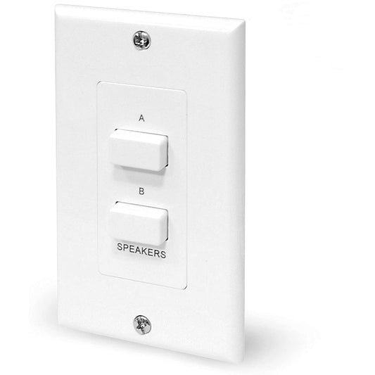 Pyle in-Wall Speaker Selector Switch - 120W Power Handling - Push Button - 3 Configurations(A,B,A+B) - Terminal Block Connectors - Universal Wall Plate - Compatible w/All Audio/Video Systems - PVCS2