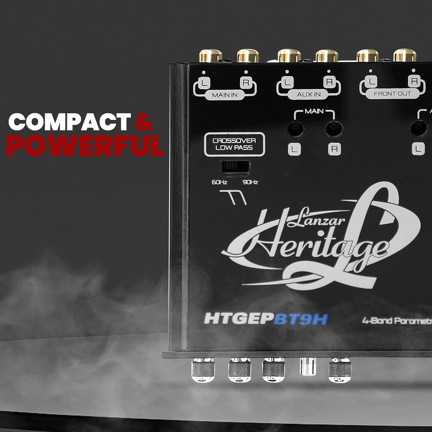 Lanzar 4 Band Parametric Equalizer - Bluetooth Wireless Audio Connectivity, Blue Light Illumination, Works with All of Today’s Latest Devices, 3.5mm AUX Input Jack, Input Gain Adjustments
