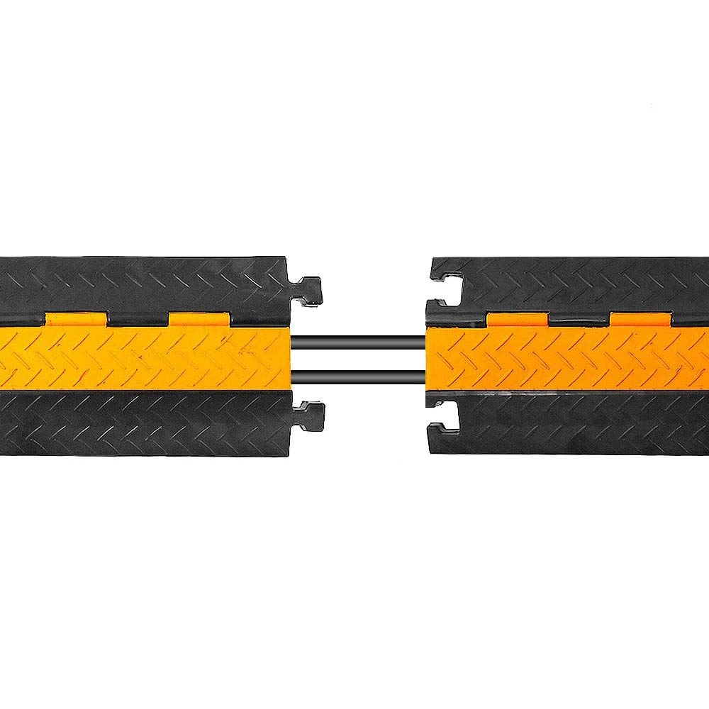 Pyle Durable Cable Ramp Protective Cover - 2,000 lbs. Heavy Duty Hose & Cable Track Protector w/ Flip-open Top Cover & 2-Ch. Groove Design, Cable Concealer for Outdoor/Indoor Use, 2 Pack - PCBLCO26X2
