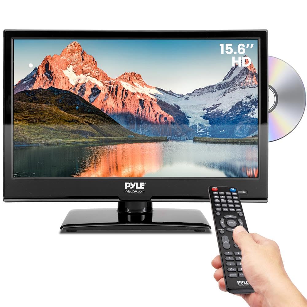 PYLE 15.6" 1080p LED RV Television - Flat Screen Monitor FHD TV w/HDMI, RCA, Multimedia Disk Combo, 12V/24V Car Adapter, Full Range Stereo Speaker, Wall Mount, Works w/Mac PC, Includes Remote Control