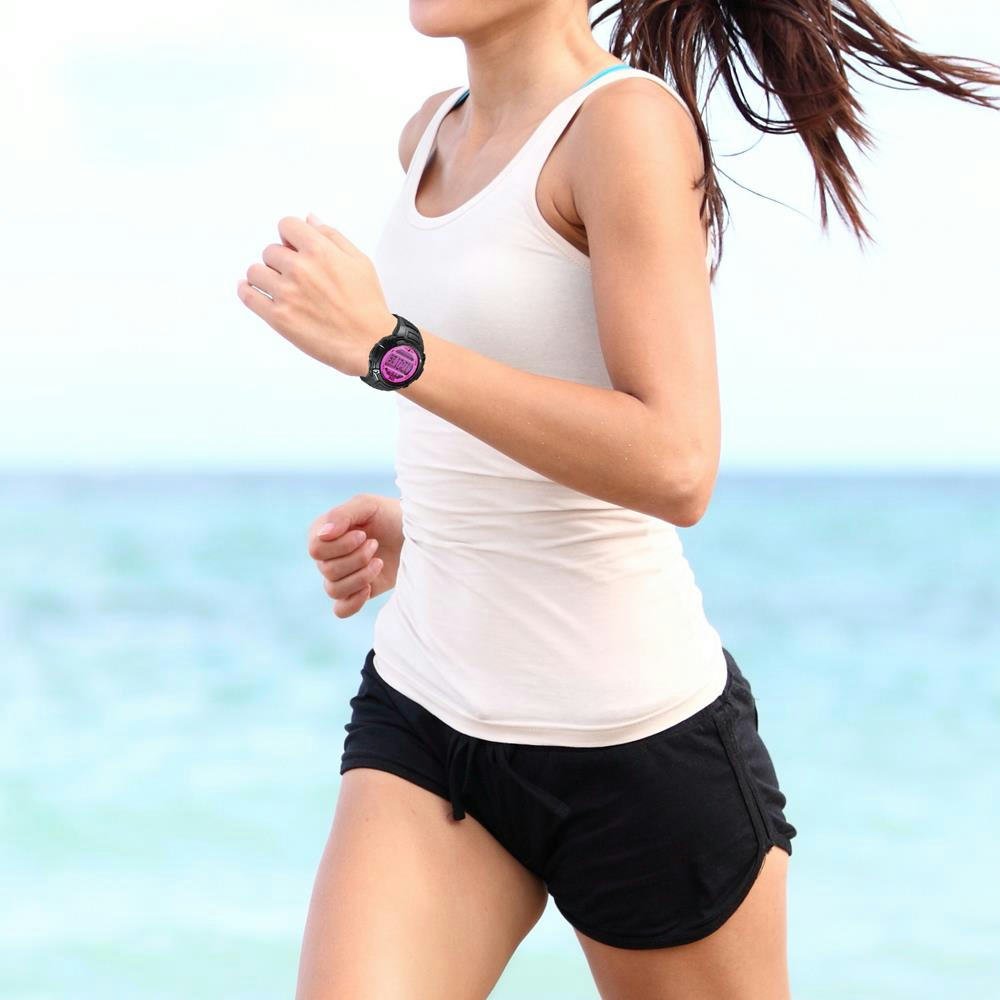 Pyle Digital Multifunction Sports Wrist Watch - Smart Fit Classic Men Women Sport Running Training Fitness Gear Tracker w/ Sleep Monitor, Pedometer, Alarm, Stopwatch, Backlight - Pyle PAST44PN (Pink)