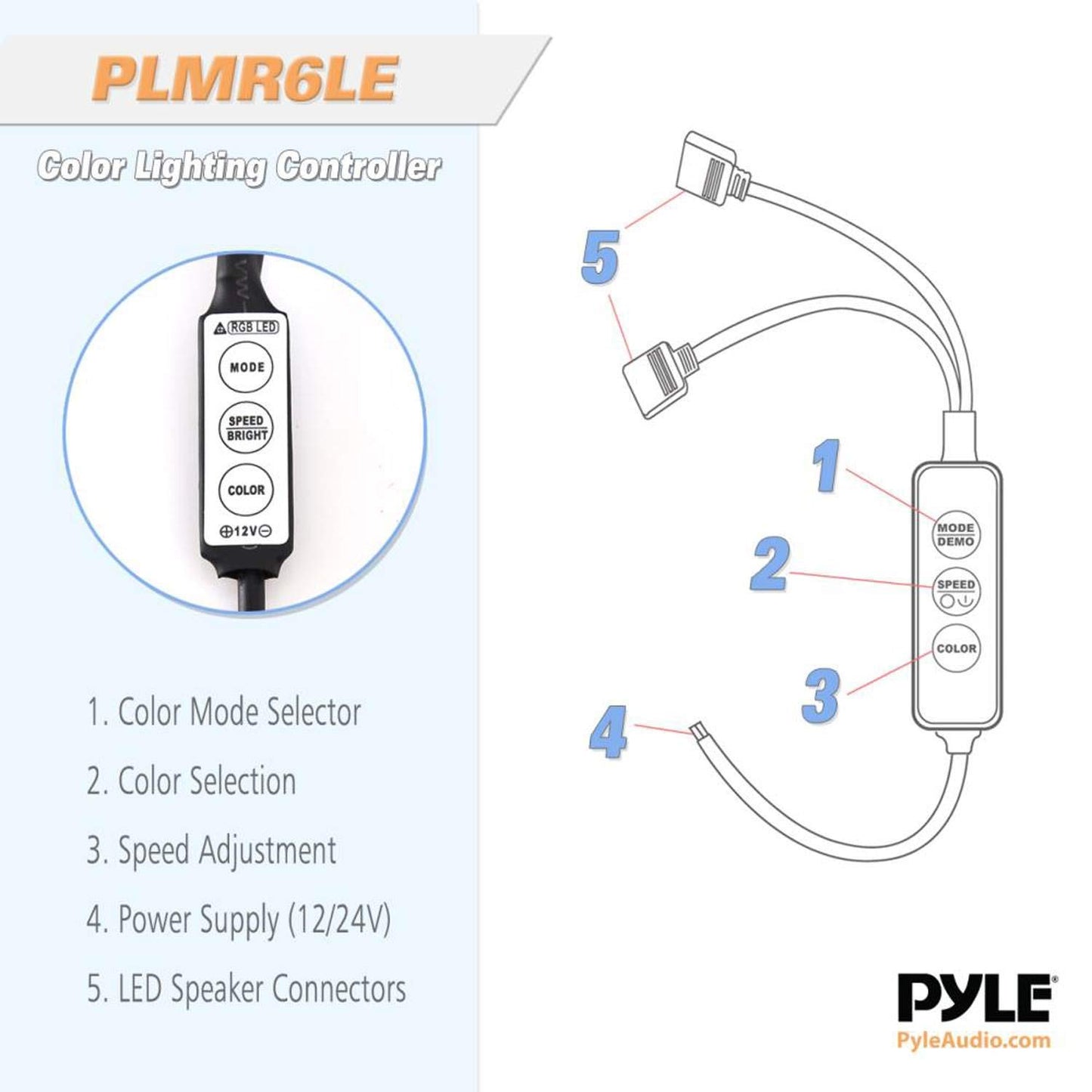 Pyle Marine Speakers, LED Lights, Waterproof, 6.5 Inch, 150 Watt Power, IP44 Grade, Polypropylene Cone, Includes Wiring & Mounting Hardware, Perfect for Marine Vehicles or Automobiles, White