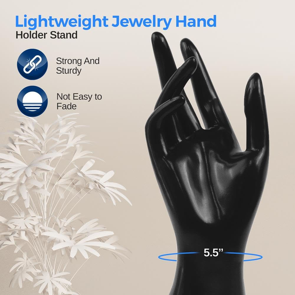 SereneLife Jewelry Hand Display Holder, 8.7-Inch Long Female Mannequin Hand, Perfect for Showcasing Rings, Bracelets, Bangles, Watches, Gloves, Sturdy, Stylish Display for Accessories