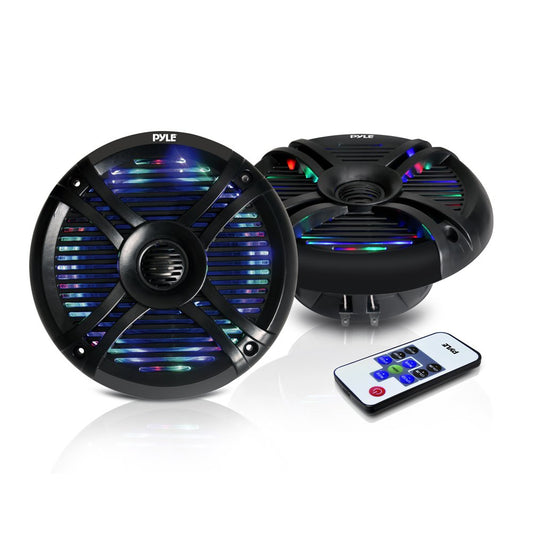Pyle 6.5” Dual Waterproof Marine Speakers - 250W Outdoor Car/Boat Radio Stereo Speakers Waterproof/Weather Proof Marine Stereo Speakers System Pair LED Mount Speaker Wire Grill PLMRX68LEB (Black)