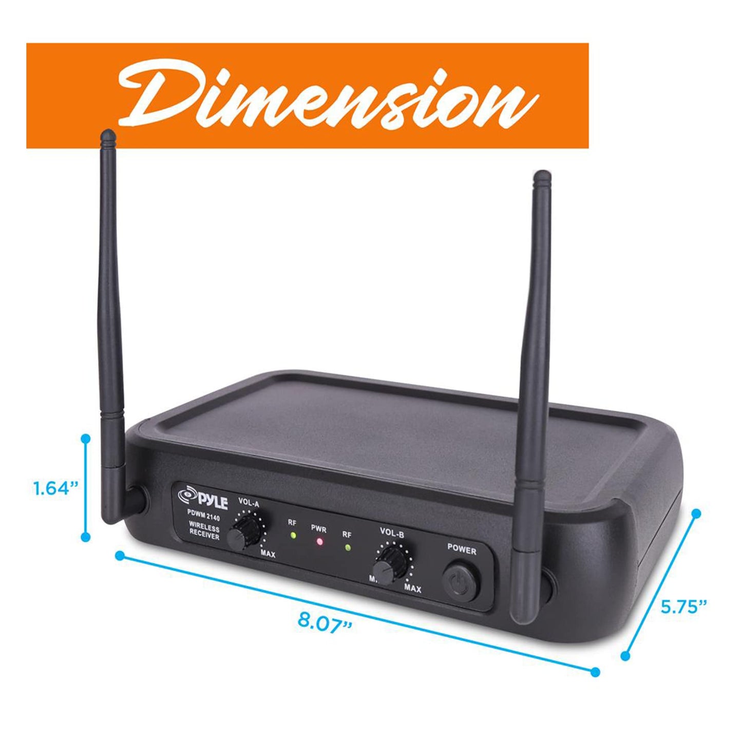 Pyle Channel Microphone System-VHF Fixed Dual Frequency Wireless Set with 2 Handheld Dynamic Transmitter Mics, Receiver Base-for PA, Karaoke, Dj Party (PDWM2135) , Black