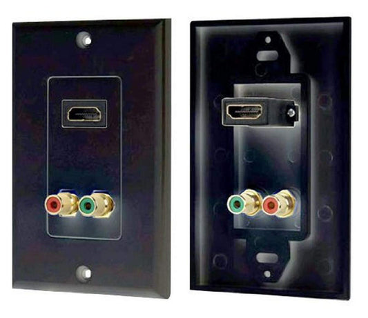 PyleHome HDMI/Stereo RCA Audio Wall Plate, HDMI and RCA Audio Jack, Supports 1080p Video and Multi-Channel Digital Audio, Gold Plated Connectors, High Impact ABS Plastic, Home Theater Install