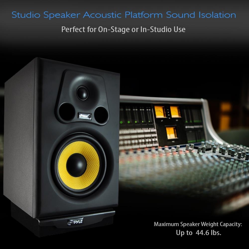 Pyle Sound Dampening Speaker Riser Foam - Audio Acoustic Noise Isolation Platform Pads Recoil Stabilizer w/ Rubber Base Pad For Studio Monitor, Subwoofer, Loud Speakers - PSI04 (7.5 x 9.1 x 2.3 Inch)