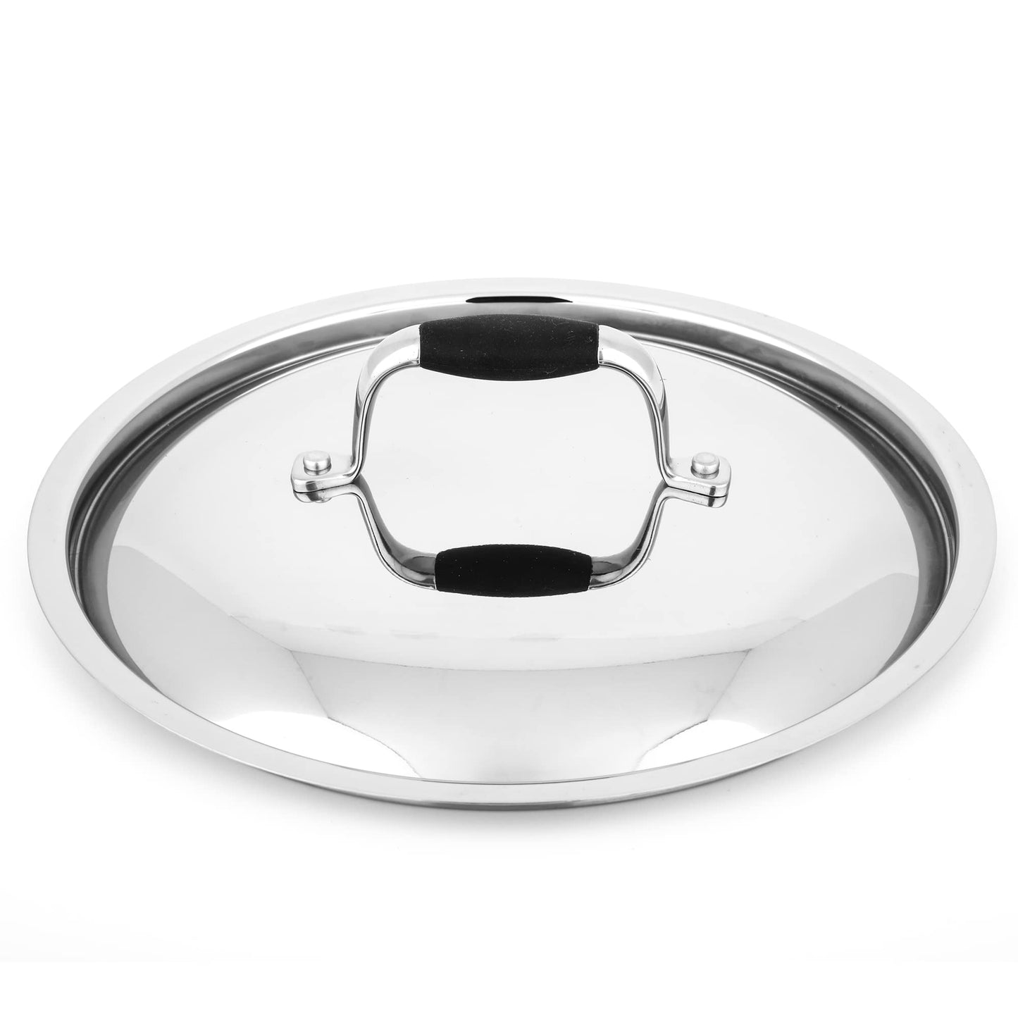 NutriChef Stainless Steel Stockpot Lid - Sturdy and Durable Stain-Resistant Kitchen Cookware Saute Pan Stock Pot Lid w/Handle - Works w/Kitchenware Pots & Pans Set Model NCSSS12