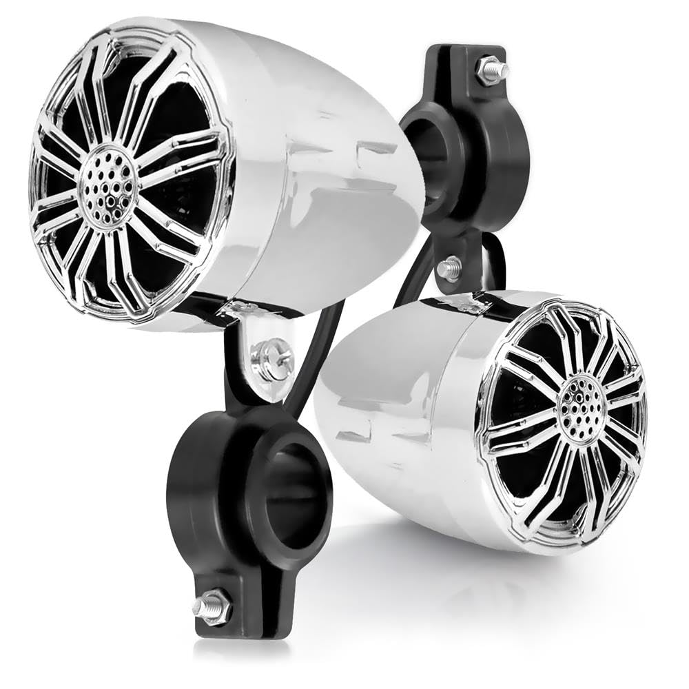 PyleUsa 2.25” Waterproof Off-Road Speakers - 20W Marine Grade Passive Woofer Sound System Full Range Outdoor Audio Stereo Speaker for Motorcycle, Car, ATV, 4x4, Jeep, Boat, Includes Brackets (Chrome)