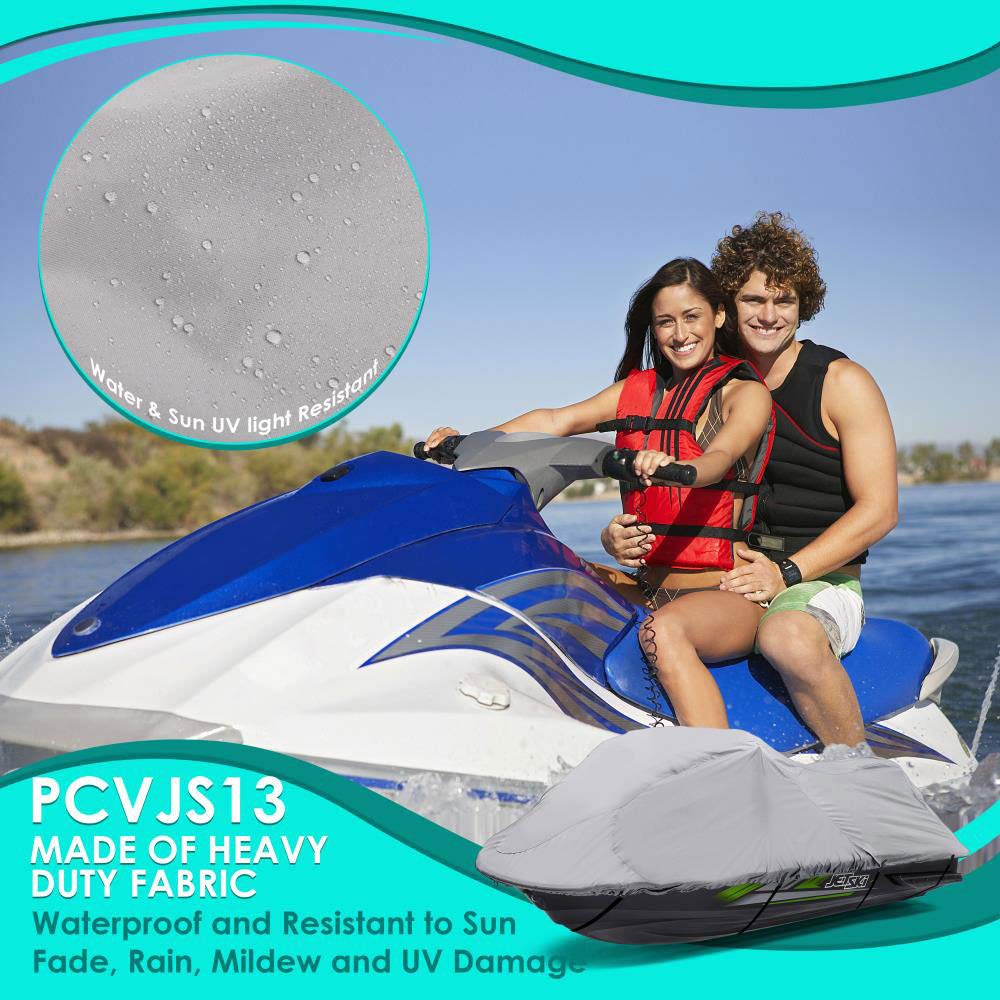 PYLE Boat Cover, Boat, Boat Covers - Heavy Duty Marine Grade Storage Cover, 127” to 138” Length, Waterproof Fabric, Elastic Cord, Rear Air Vents, Includes Anti-Moisture Storage Bag, Gray