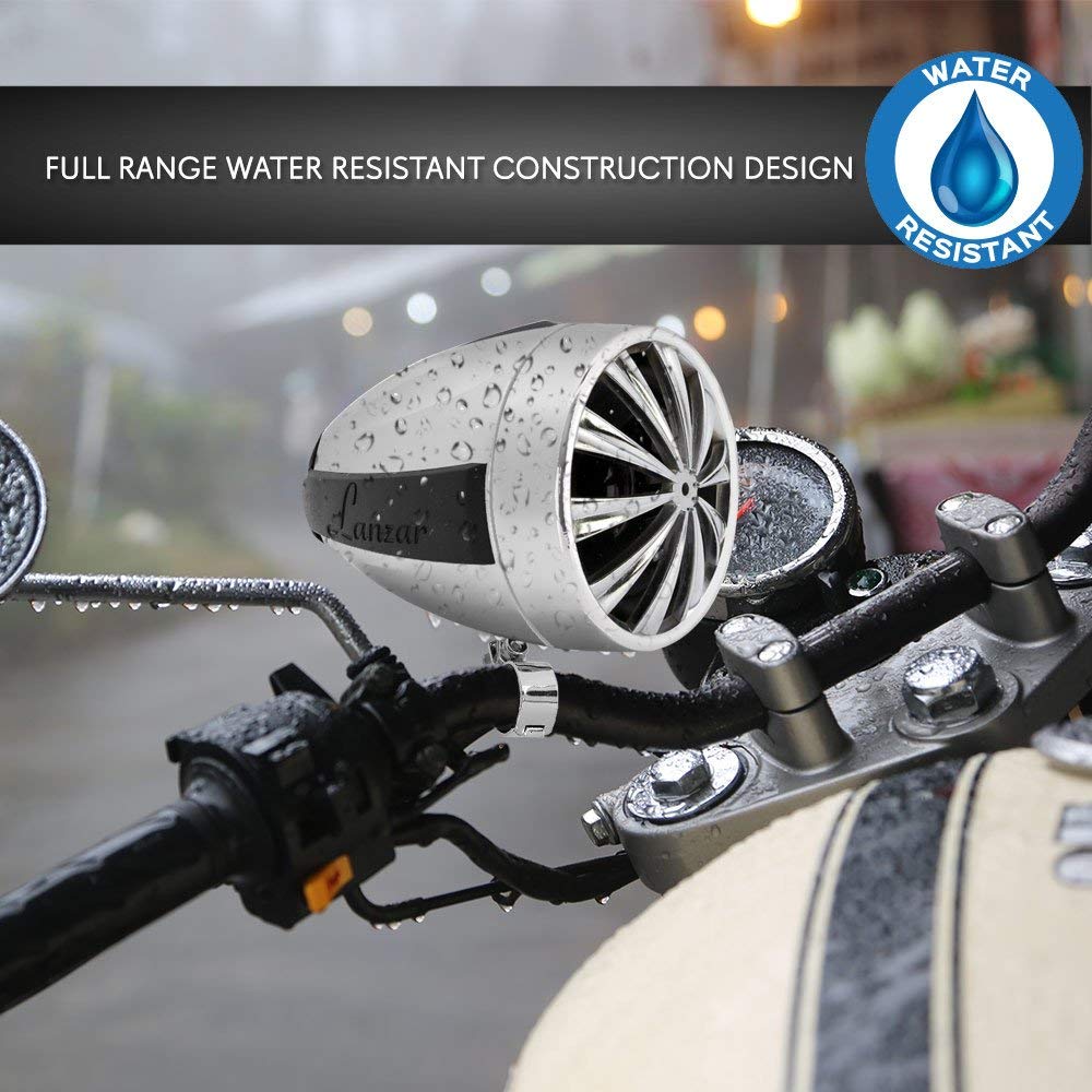 Lanzar Motorcycle Waterproof Speaker Amplifier System Set of 3 Inch 700W Weatherproof Speakers, AUX in - Handlebar Mount Mini Stereo - for ATV,Motorbike OPTIMC90 Black, 16.00in. x 10.00in. x 5.00in.