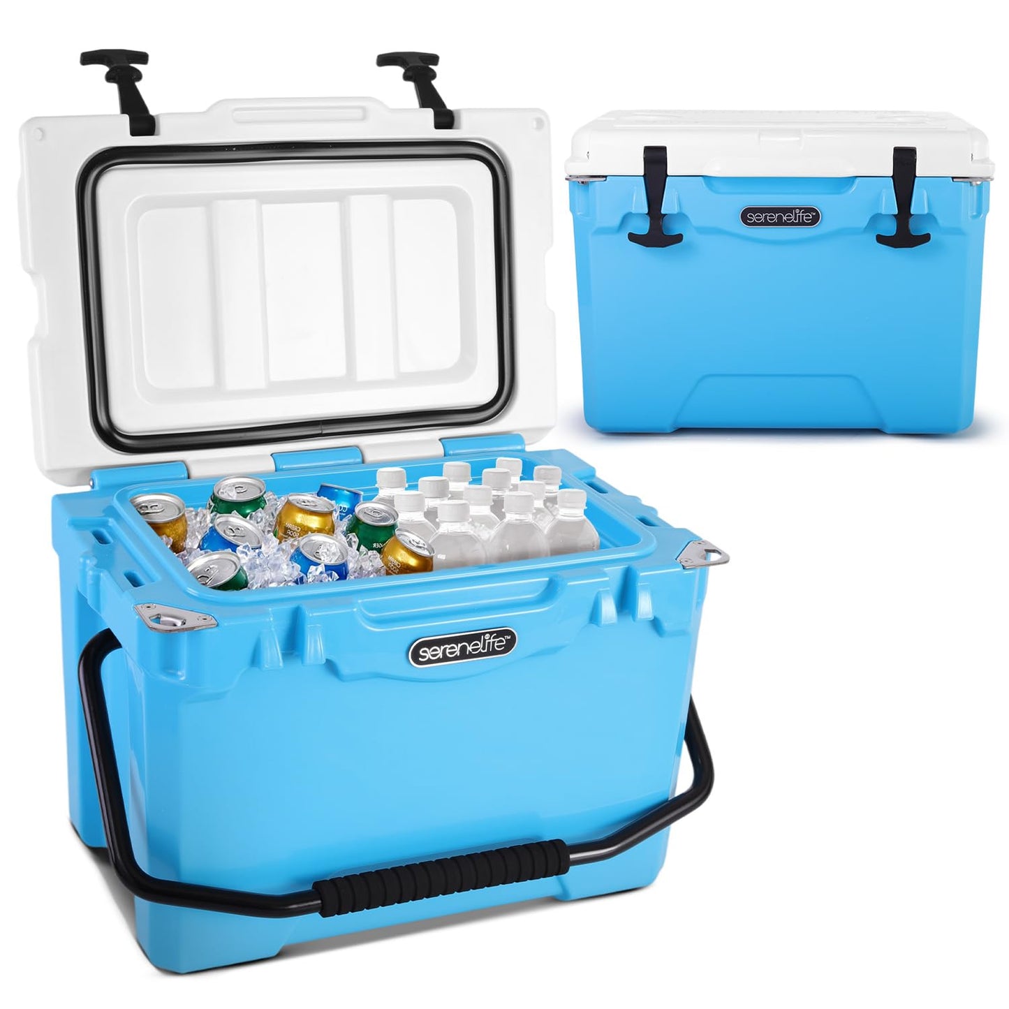 SereneLife Ultra-Tough 25 Quart Rotomolded Cooler Box, Holds Upto 36 Cans, Keeps Ice Up to 5 Days, Heavy-Duty Insulated Portable Ice Chest Box, Ideal for Travel, Camping, Beach, and Outdoor Adventures