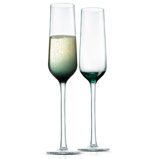 NutriChef Kitchen 9 Ounce Champagne Flutes Set of 2, Hand Blown, Crystal Clear Champagne Glasses for Parties, Weddings Party, New Year, Christmas and Toasting