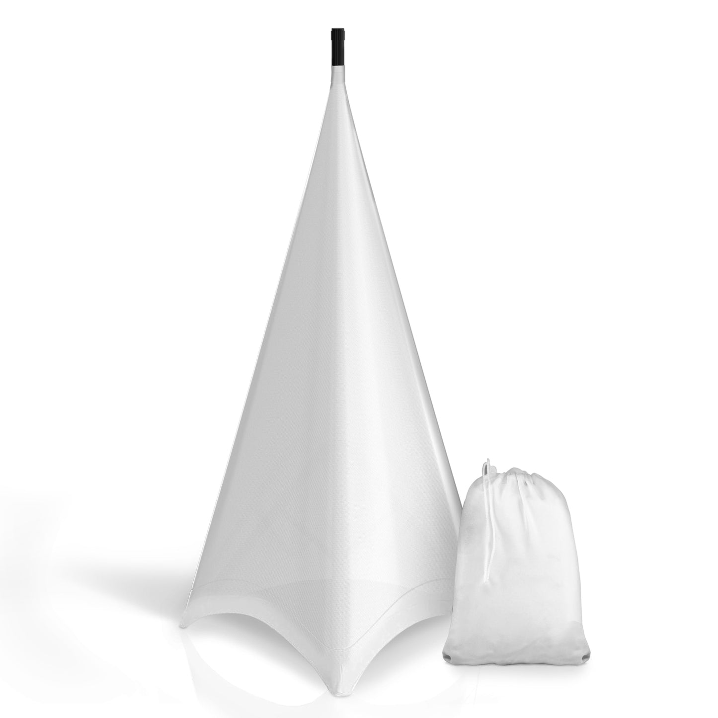 Pyle Universal Lighting Tripod Stand Scrim - Triple Sided DJ Speaker / Light Stand Skirt Cover w/Hook and Loop Straps, Bag, Made from Stretchable Lycra Spandex, for Up to 75” x 43” PSCRIM3W (White)