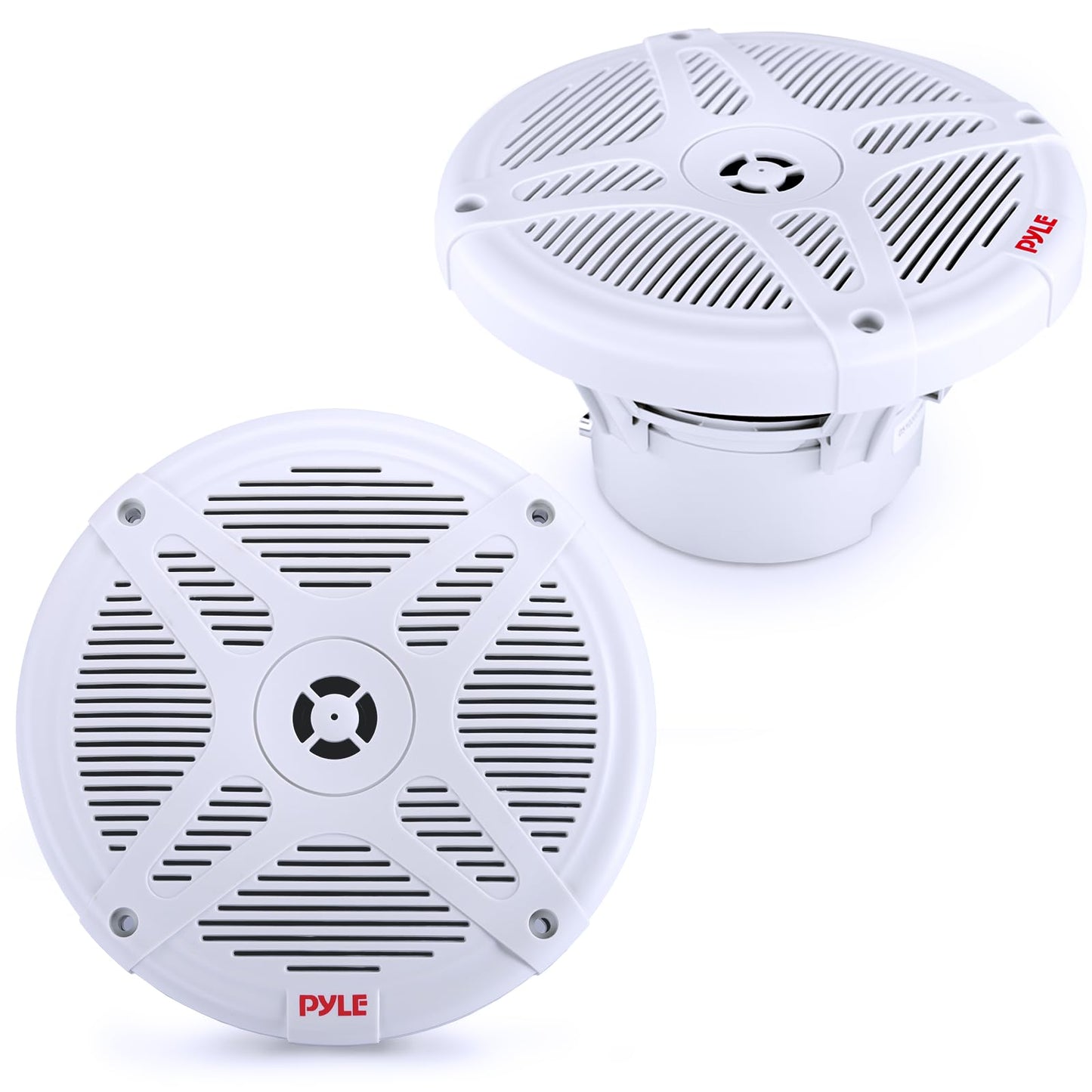 6.5 Inch Bluetooth Marine Speakers - 2-way IP-X4 Waterproof and Weather Resistant Outdoor Audio Dual Stereo Sound System with 600 Watt Power and Low Profile Design - 1 Pair - Pyle PLMRBT65W (White)