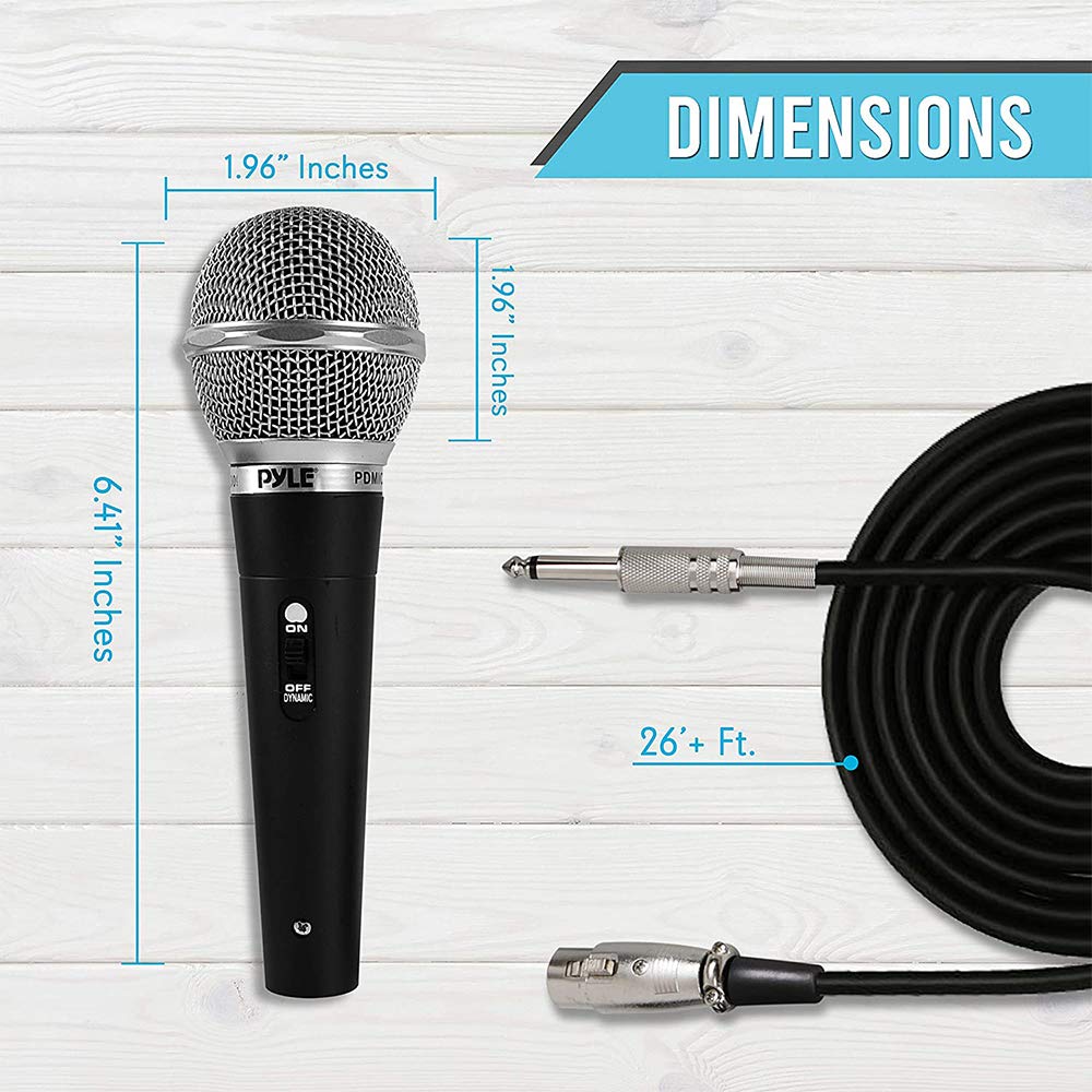 Pyle 3 Piece Professional Dynamic Microphone Kit Cardioid Unidirectional Vocal Handheld MIC with Hard Carry Case & Bag, Holder/Clip & 26ft XLR Audio Cable to 1/4'' Audio Connection (PDMICKT34),Black