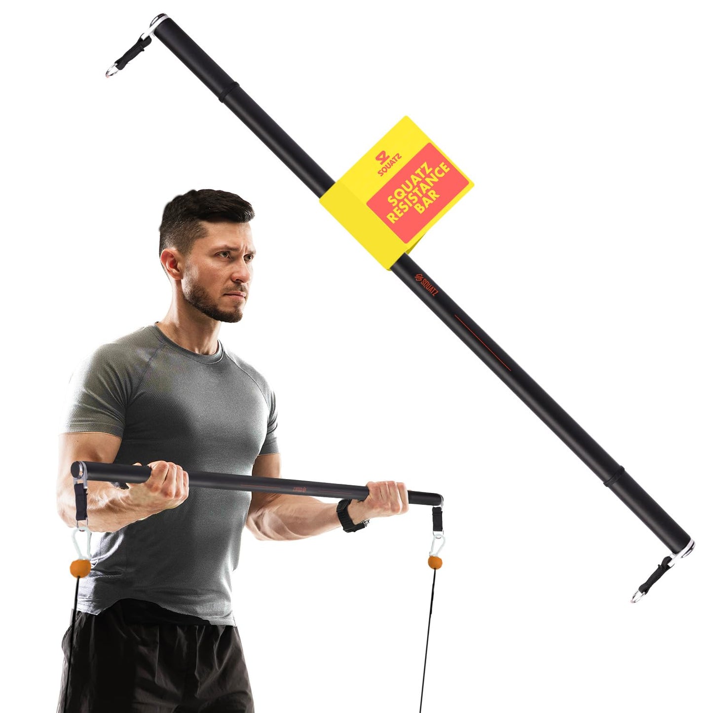 Squatz Apollo Mini Fitness Board Resistance Bar Attachment, Durable 43.7'' Exercise Bar for Effective Workouts, Target Legs, Back, and Arms, Perfect for Weight Training, Yoga, and Sports