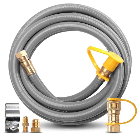 SereneLifeHome Natural Gas Hose, with Conversion Kit and Quick Connect Fittings, Works with Models SLFPBAL, SLFPLG9, SLFPCN56, SLFPCN42, and SLCNX76