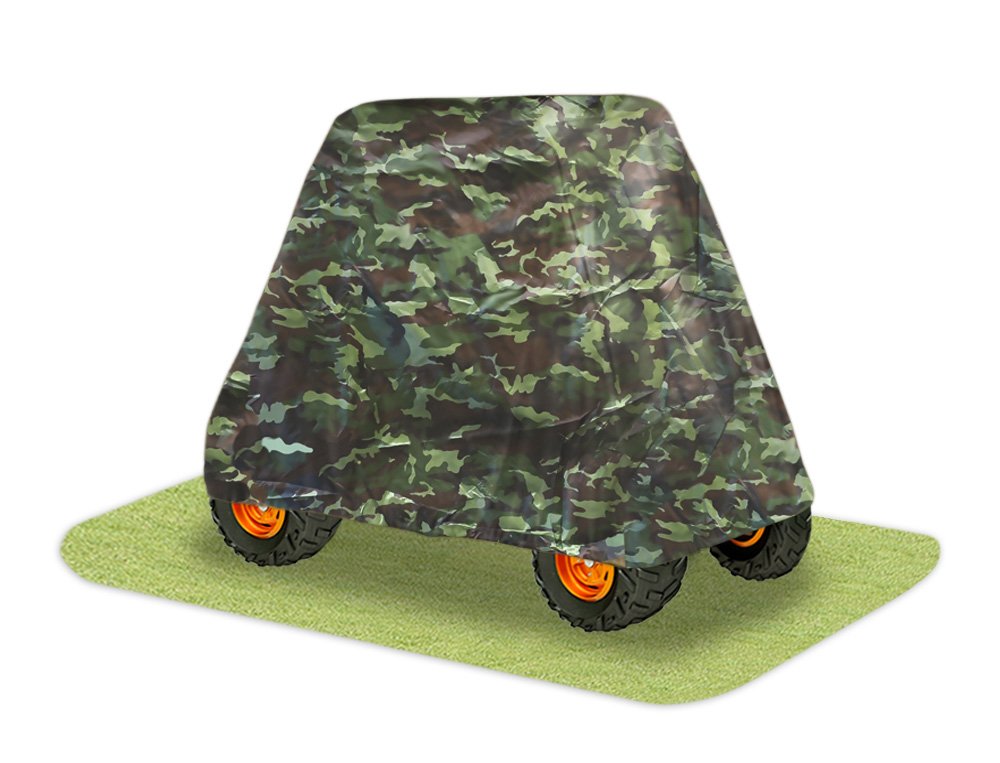 Pyle Universal UTV Vehicle Protective Cover - Quad Wheeler Outdoor Waterproof Dust and Weather Protection w/ Polyester Canvas Heavy Duty Fabric, Storage Bag, For Up to 110" Vehicles -PCVUTV13 (Camo)