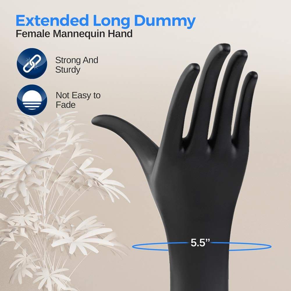 SereneLife Jewelry Hand Display Holder, 18.5-Inch Long Female Mannequin Hand, Perfect for Showcasing Rings, Bracelets, Bangles, Watches, Gloves, and Stylish Accessory Display