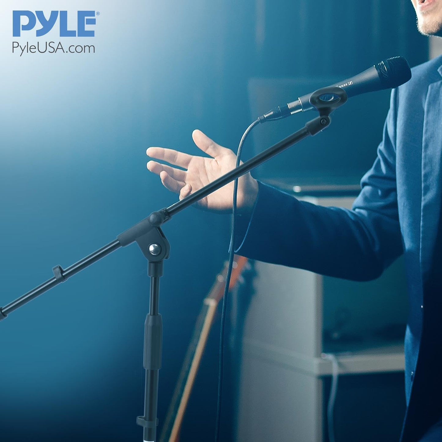 Pyle Foldable Tripod Microphone Stand - Universal Mic Mount and Height Adjustable from 37.5'' to 65.0'' Inch High w/ Extending Telescoping Boom Arm Up to 28.0'' - Knob Tension Lock Mechanism PMKS3
