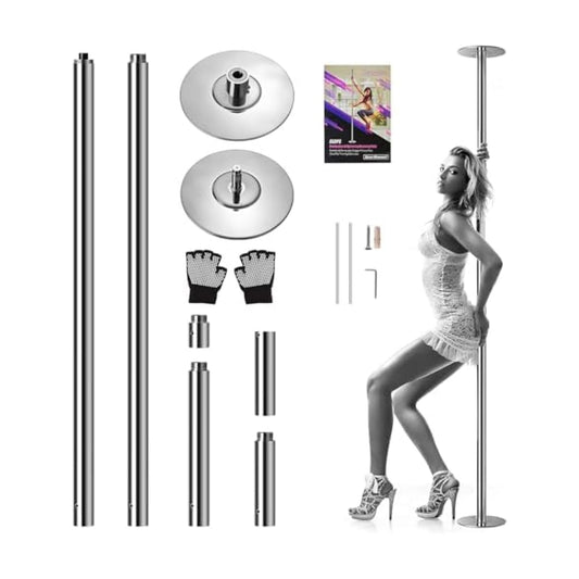 SereneLife Portable Spinning Dancing Pole – Adjustable 82–108'' Removable Fitness Pole with Dome & Base – Durable Steel Structure for Exercise & Training, Holds Up to 1102 lbs, Includes Full Kit