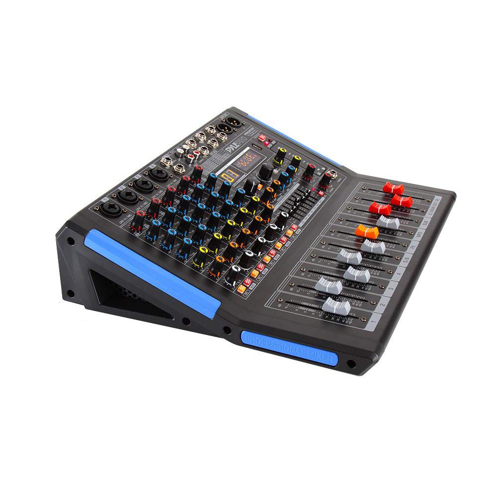 Pyle 6-Channel Bluetooth Studio Audio Mixer - DJ Controller w/ USB Drive - XLR Mic Input - +48V Phantom Power - 16 DSP Effects - MP3/WAV Playback - For Professional & Beginner Use - PMXU67BT