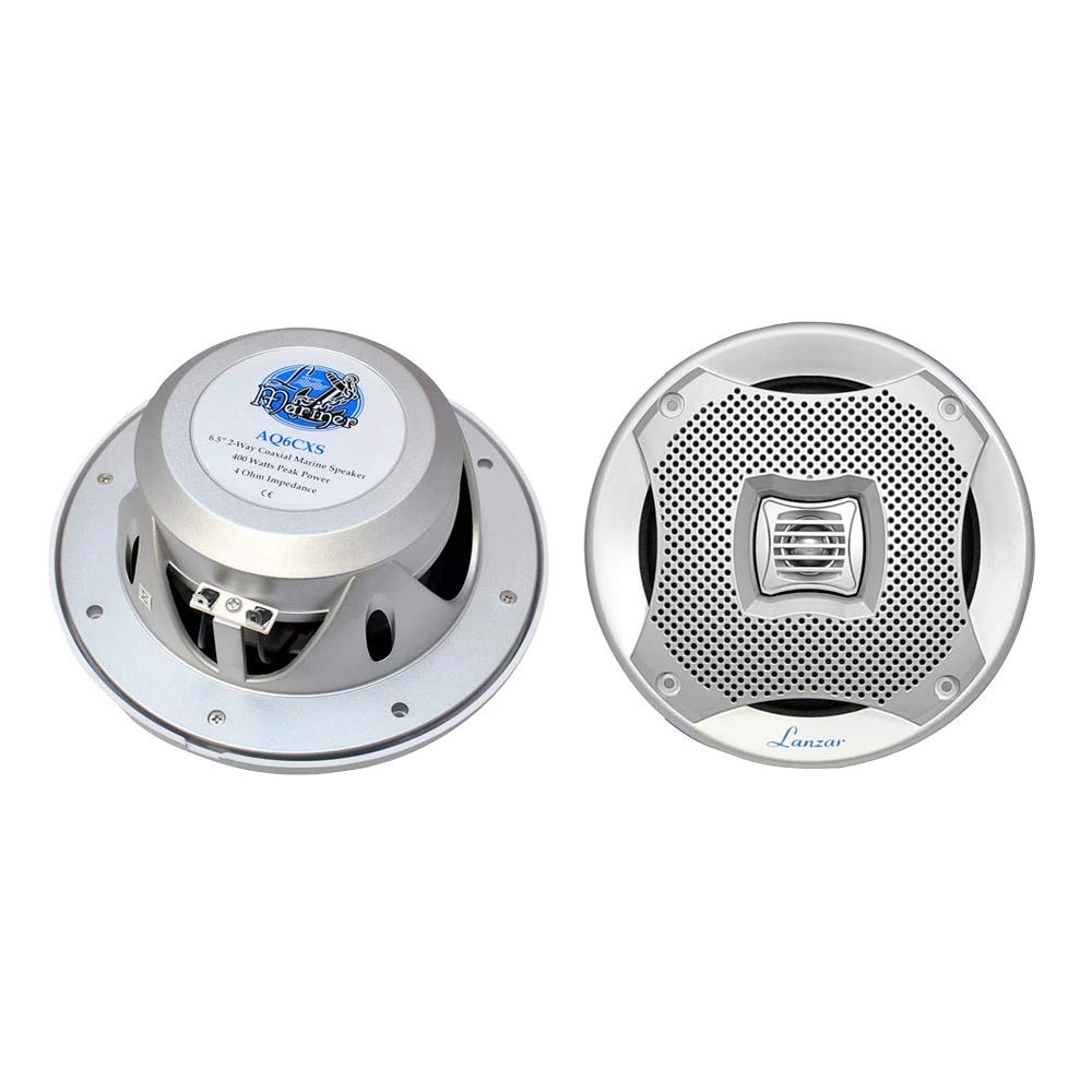 Lanzar 6.5” Dual Waterproof Marine Speakers - 400W 4Ohm Outdoor Car/Boat Radio Stereo Speakers Weather Proof Marine Stereo Speakers System Pair - Mounting Kit Speaker Wire, Grill- Lanzar AQ6CXW,White