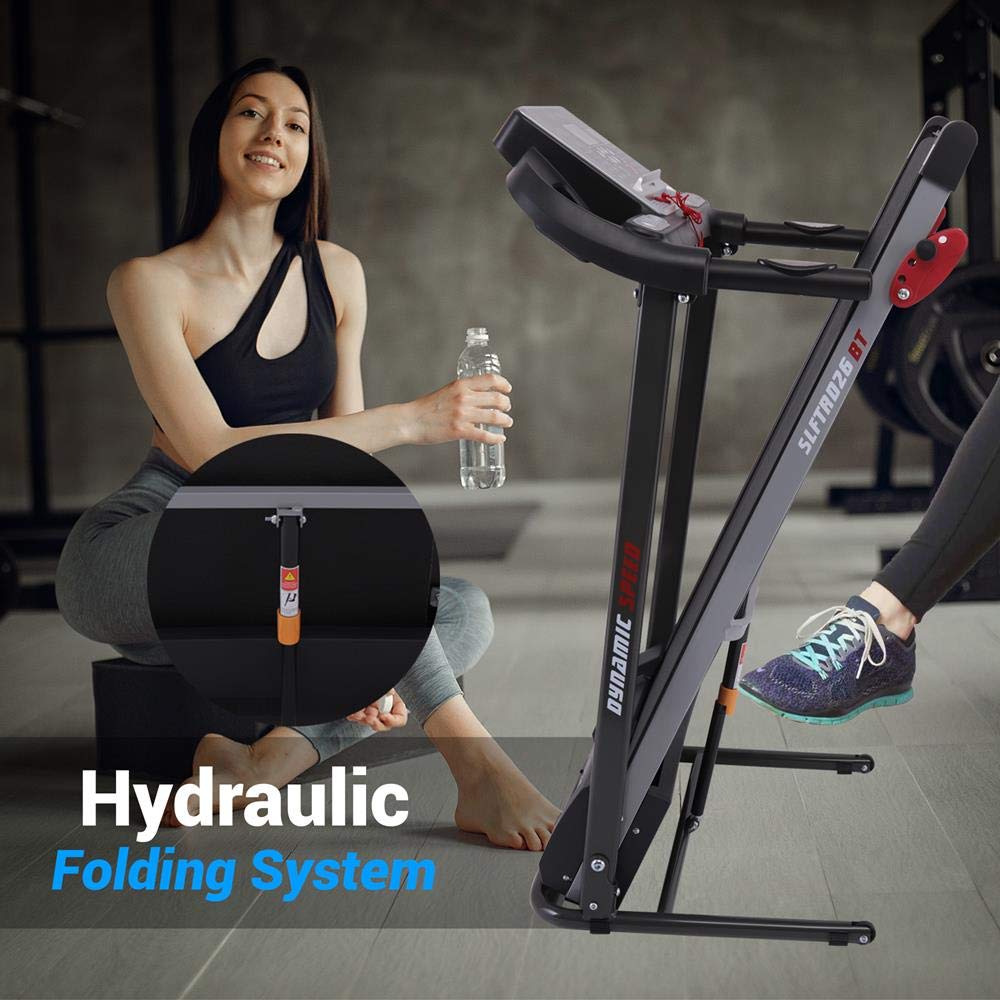 SereneLife Folding Treadmill - Foldable Home Fitness Equipment with LCD for Walking & Running, 6 MPH Speed, 1HP Motor, Cardio Machine, 4 Manual Incline Levels, 12 Programs, Bluetooth, 265lbs Capacity