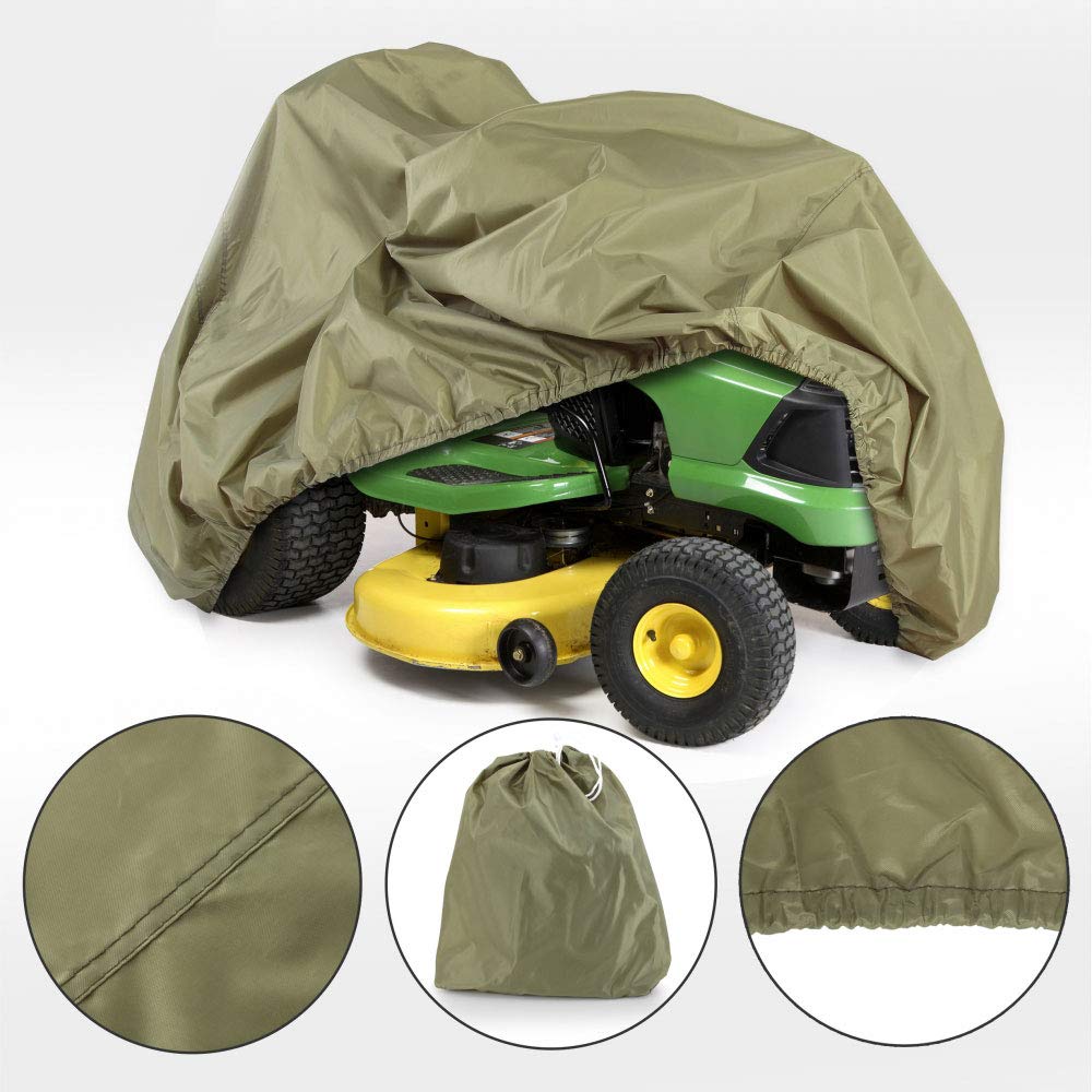 Pyle Universal Lawn Tractor Mower Cover – Waterproof Canvas, All-Weather Protection, Elastic Hem for Snug Fit – Dust & Weather Resistant, Ideal for Indoor/Outdoor Storage, Green