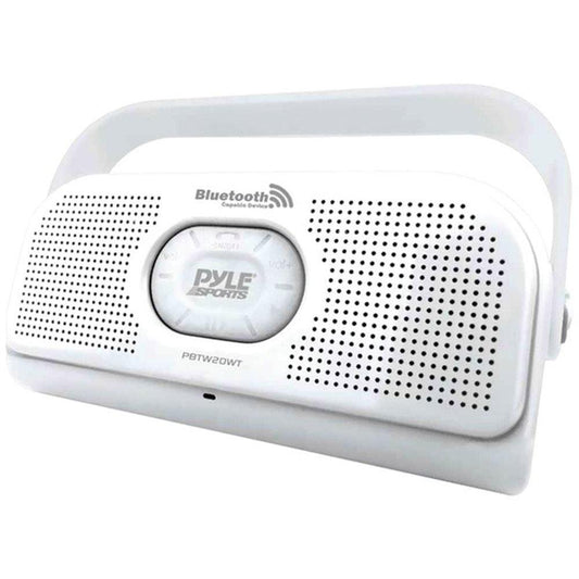 Pyle Portable IPX7 Waterproof Shower Speaker-Outdoor Wireless Bluetooth Compatible Battery Powered Mini Loud Sound Speaker System-AUX,DC 5V USB-Mp3 Android iPod iPhone Laptop-Pyle PBTW20WT (White)