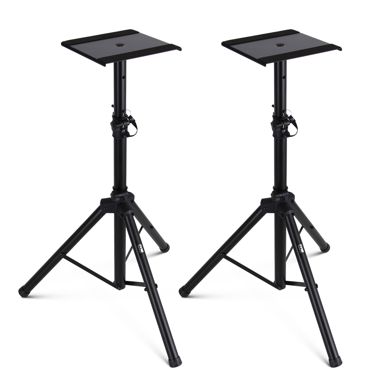 Pyle Adjustable Speaker Stand Pair – Dual Studio Monitor Tripod with Metal Base, Anti-Slip Speaker Pads, Height Adjustment from 34” to 53” – Ideal for Home, Studio, and DJ Use, 90 lbs Weight Capacity