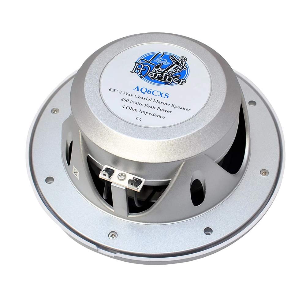 Lanzar 6.5” Dual Waterproof Marine Speakers - 400W 4Ohm Outdoor Car/Boat Radio Stereo Speakers Weather Proof Marine Stereo Speakers System Pair - Mounting Kit Speaker Wire, Grill- Lanzar AQ6CXW,White