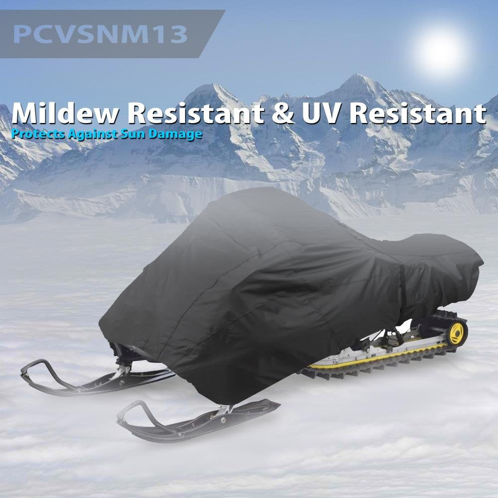 Pyle, Snowmobile Cover, Waterproof, Universal Snowmobile Cover, Heavy Duty Fabric, Dual Air Vents, Includes Storage Bag, Elastic Cord, Non-Scratch Hood Liner, 114”-125” Compatibility, 300D Polyester