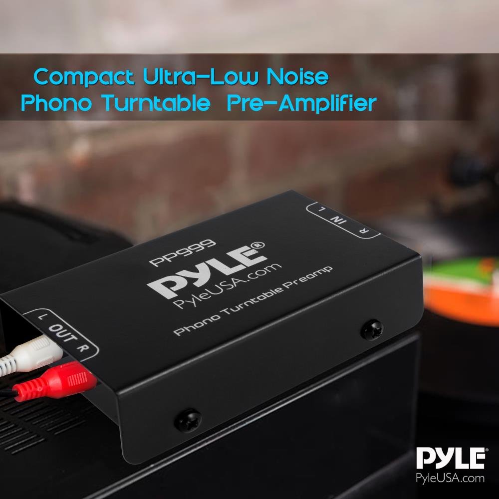 Pyle Mini Phono Turntable Preamp - Low Noise Stereo Preamplifier with RCA Input/Output - 12V DC Adapter - High-Fidelity Audio for Vinyl - Phonograph - Home Audio - PP999